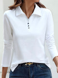 Chicmy- Loose Casual Plain Shawl Collar Blouse