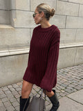 Chicmy-nye outfits Vintage Oversized Burgundy Sweater Top Women Fashion Casual O-neck Long Sleeve Pullover 2025 Autumn Lady High Street Knitwear