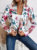 Chicmy- Casual Shawl Collar Loose Floral Blazer