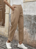 Chicmy-Winter Outfits Women's High Waisted Elastic Casual Khaki Pants Long Pants