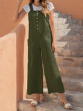 CHICMY- Retro Solid Buttoned Pocket Jumpsuit