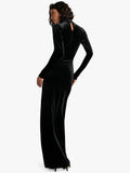 Chicmy Velvet Long Sleeve Sexy Maxi Dress For Women Autumn Winter New Turtleneck Draped Ruched Bodycon Sexy Long Dress-Christmas Outfit