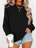 Chicmy- Knitted Crew Neck Casual Plain Sweatshirt