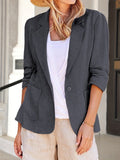 Chicmy- Plain Shawl Collar Casual Loose Blazer