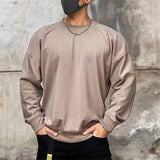 ChicMy-Fall Outfits - Men's Sweatshirt Black Brown Khaki Gray Crew Neck Plain Sports & Outdoor Daily Holiday Cotton Streetwear Basic Casual Spring &  Fall Clothing Apparel Hoodies Sweatshirts