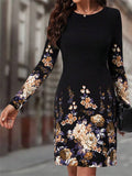 Chicmy- Floral Loose Casual Crew Neck Dress