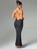 Chicmy Spaghetti Strap Backless Sexy Maxi Dress For Women Fashion Summer New Sleeveless Bodycon Club Party Long Dress Elegant-Christmas Outfit