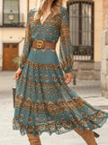 Chicmy- V Neck Chiffon Vacation Ethnic Dress