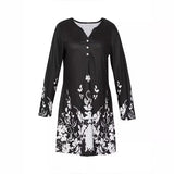 Chicmy- Casual Floral Loose V Neck Dress With No