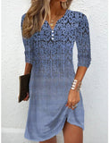 Chicmy- Loose Ethnic Casual V Neck Dress