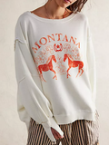 Chicmy- Casual Knitted Star Crew Neck Sweatshirt