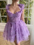 Chicmy-Aesthetic 3D Crochet Butterly Embroidered Tulle Prom Dress