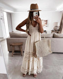 Chicmy-Eyelet Bohemian Crochet Knitted Lace Tassel Fringe Dress