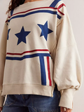 Chicmy- Casual Knitted Star Crew Neck Sweatshirt