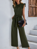 CHICMY- High Stretch Sleeveless Ruffle Wide Leg Jumpsuit Summer Jumpsuits Outfits