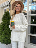 Chicmy-nye outfits Lazy Knit Twist Sweater Two Piece Sets Women O-neck Long Sleeve Jumper Wide Leg High Waist Pants 2025 Autumn All-matching Suits