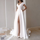 Chicmy-Scallop Hem White Floor Length Formal Ball Gown Dress