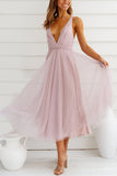 Chicmy-new fashion trend Feeling Romantic V Neck Tulle Midi Dress