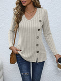 Chicmy-Winter Outfits Women's Casual V-Neck Long Sleeve Fall T-Shirts