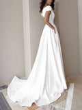 Chicmy-Scallop Hem White Floor Length Formal Ball Gown Dress