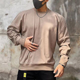 ChicMy-Fall Outfits - Men's Sweatshirt Black Brown Khaki Gray Crew Neck Plain Sports & Outdoor Daily Holiday Cotton Streetwear Basic Casual Spring &  Fall Clothing Apparel Hoodies Sweatshirts