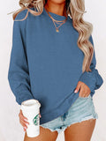 Chicmy- Knitted Crew Neck Casual Plain Sweatshirt