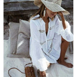 Chicmy-Bohemian Eyelet Casual Beach Dress Coverups Beachwear