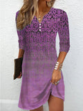 Chicmy- Loose Ethnic Casual V Neck Dress