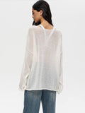 Chicmy-nye outfits Knitted See Through Top Shirts Women Loose Long Sleeve Mesh Pullover Sweatshirt Elegant Smock 2025 Spring Lady Y2K Streetwear