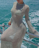 Chicmy-Sheer Crochet Knitted Long Swimsuit Cover Ups Maxi Beach Dress