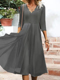 Chicmy- Elegant Black V-Neck Slim Fit Knit Dress