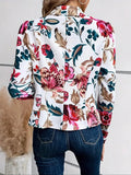 Chicmy- Casual Shawl Collar Loose Floral Blazer