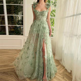 Chicmy-Aesthetic 3D Crochet Butterly Embroidered Tulle Prom Dress