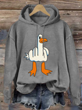 Chicmy- Funny Big White Goose Funny Cotton-Blend Animal Casual Hoodie