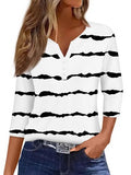 Chicmy- Notched Abstract Stripes Loose Casual T-Shirt