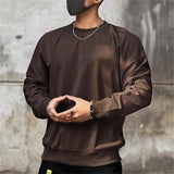 CHICMY- Men's Sweatshirt Black Brown Khaki Gray Crew Neck Plain Sports & Outdoor Daily Holiday Cotton Streetwear Basic Casual Spring &  Fall Clothing Apparel Hoodies Sweatshirts