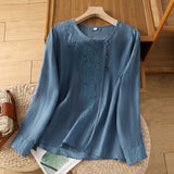 Chicmy- Casual Cotton Crew Neck Blouse