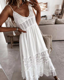 Chicmy-Eyelet Bohemian Crochet Knitted Lace Tassel Fringe Dress