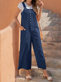 CHICMY- Retro Solid Buttoned Pocket Jumpsuit