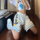 Chicmy-90s streetwear Letter printed basketball shorts women's 2022 summer ins loose casual all-match five-point high waisted shorts women's