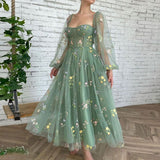 Chicmy-Retro Floral Flower Embroidered Maxi Prom Tulle Formal Gown Dress