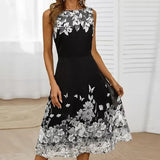 Chicmy-new fashion trend Fashion Butterfly Floral Print Long Elegant O Neck A-Line Party Dress Summer Sleeveless Tank Dresses