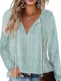 Chicmy- Loose Casual Ditsy Floral V Neck Blouse