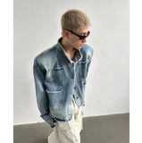 Chicmy- Frayed Button-Up Denim Jacket