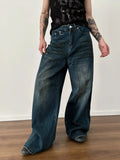 Chicmy- Wide-Leg Faded Denim Pants