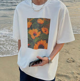 Chicmy- Oversized Sunflower Print T-Shirt