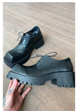 Chicmy- Black Square Toe Leather Shoes