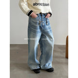 Chicmy- Wide-Leg High-Waist Button-Up Jeans