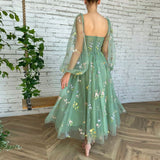 Chicmy-Retro Floral Flower Embroidered Maxi Prom Tulle Formal Gown Dress