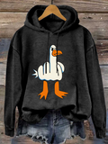 Chicmy- Funny Big White Goose Funny Cotton-Blend Animal Casual Hoodie